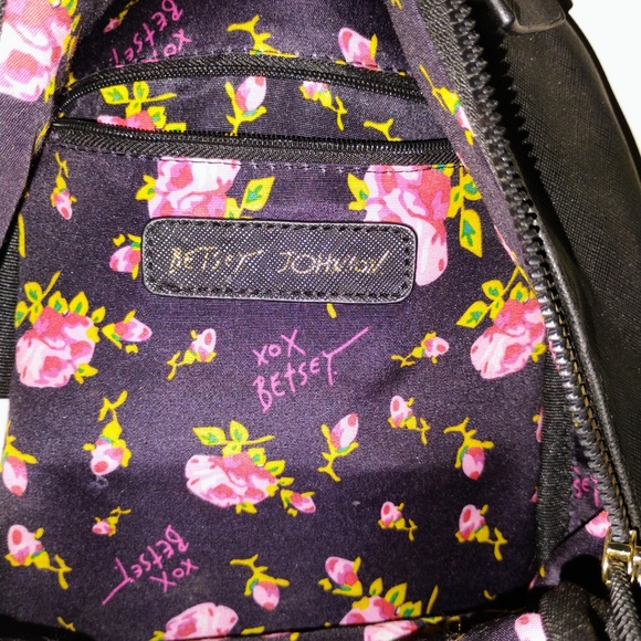 Betsey Johnson Black and Pink Floral Backpack - Picture 3 of 8